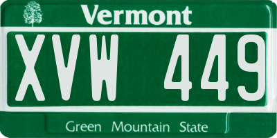 VT license plate XVW449