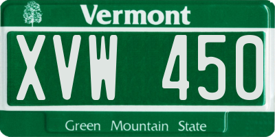 VT license plate XVW450