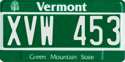 VT license plate XVW453