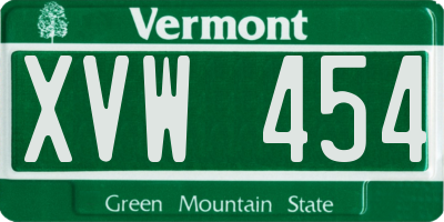 VT license plate XVW454