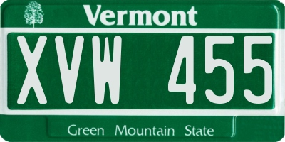 VT license plate XVW455