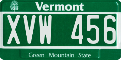 VT license plate XVW456