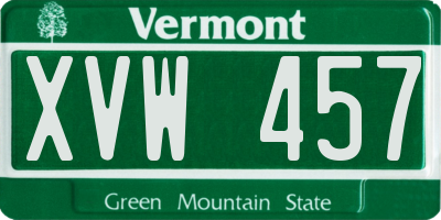 VT license plate XVW457