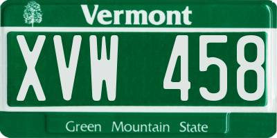 VT license plate XVW458