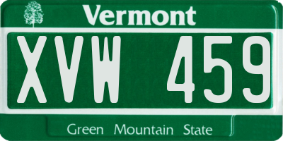 VT license plate XVW459