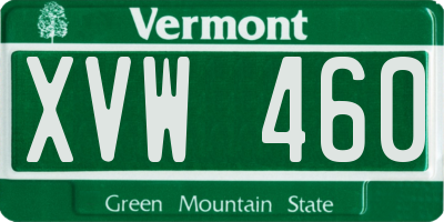 VT license plate XVW460