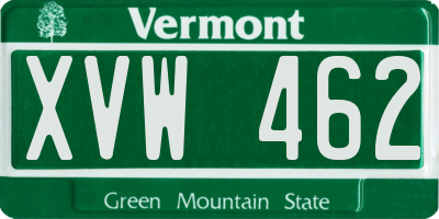 VT license plate XVW462