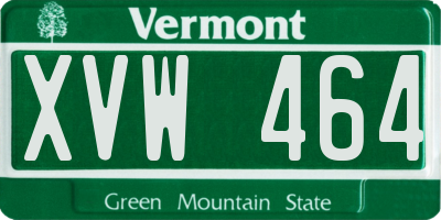 VT license plate XVW464