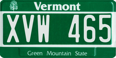 VT license plate XVW465