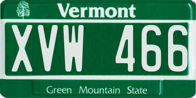 VT license plate XVW466