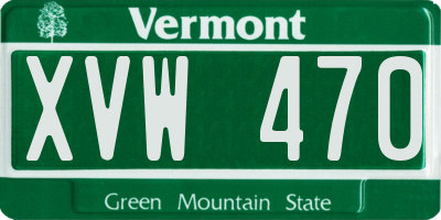 VT license plate XVW470