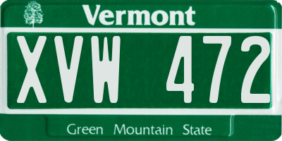 VT license plate XVW472