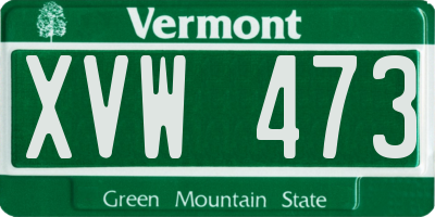 VT license plate XVW473