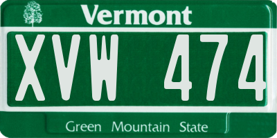 VT license plate XVW474