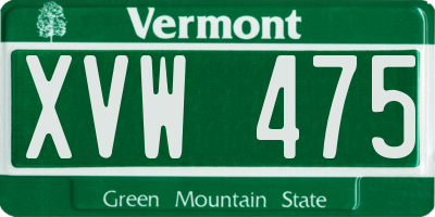 VT license plate XVW475