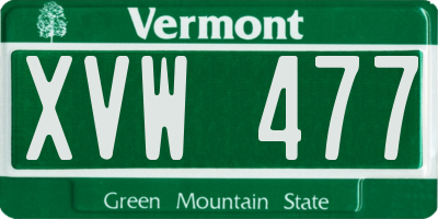 VT license plate XVW477