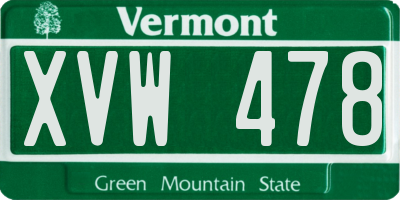 VT license plate XVW478