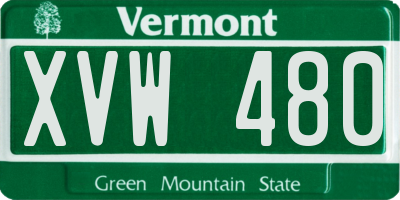VT license plate XVW480
