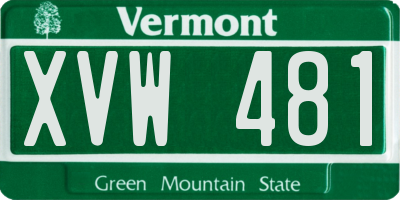 VT license plate XVW481