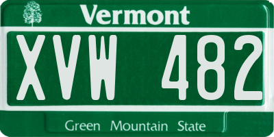 VT license plate XVW482