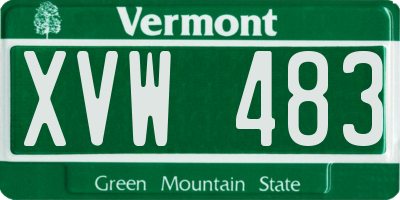 VT license plate XVW483