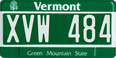 VT license plate XVW484