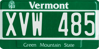 VT license plate XVW485