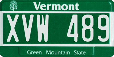 VT license plate XVW489