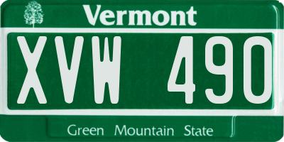 VT license plate XVW490
