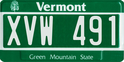 VT license plate XVW491