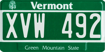 VT license plate XVW492
