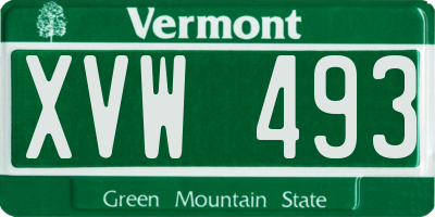 VT license plate XVW493