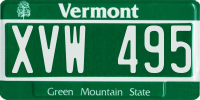 VT license plate XVW495
