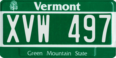 VT license plate XVW497