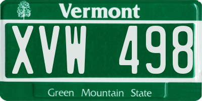 VT license plate XVW498