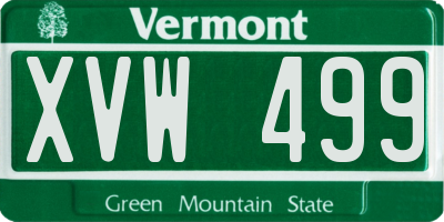 VT license plate XVW499