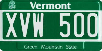 VT license plate XVW500