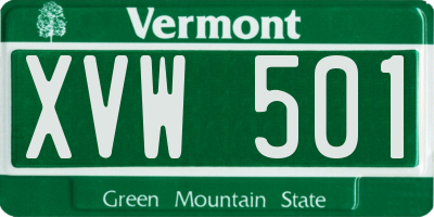 VT license plate XVW501