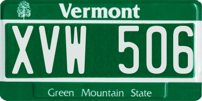 VT license plate XVW506