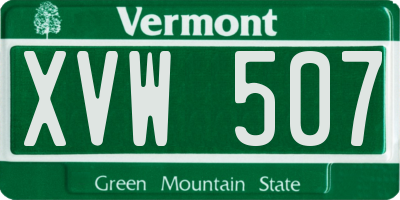 VT license plate XVW507