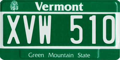 VT license plate XVW510