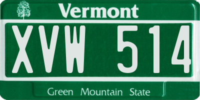 VT license plate XVW514