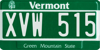 VT license plate XVW515