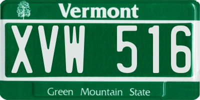 VT license plate XVW516