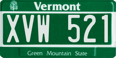 VT license plate XVW521