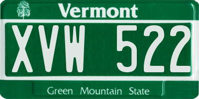 VT license plate XVW522