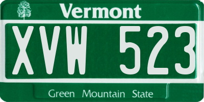 VT license plate XVW523