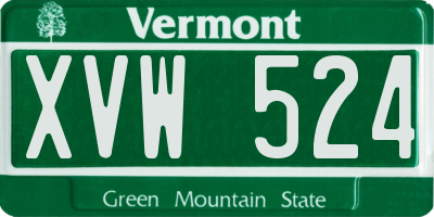 VT license plate XVW524