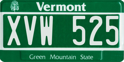 VT license plate XVW525