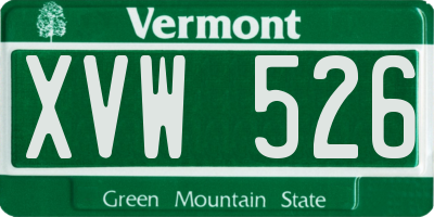 VT license plate XVW526